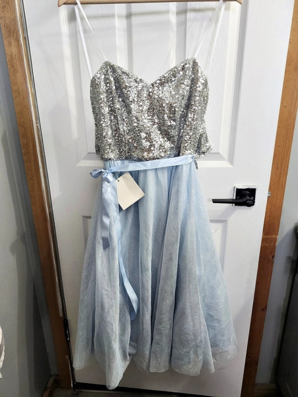 B. SMART Sequin Maxi Dress in Blue & Silver Size 10 NWT